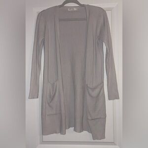 Miracle Ribbed Light Gray Cardigan Viscose Blend Size Small